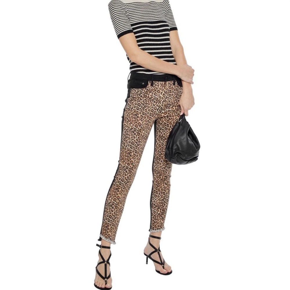 Alice + Olivia High‎ Rise Queen of the Night Skinny Leg Jean Leopard Print Sz 27